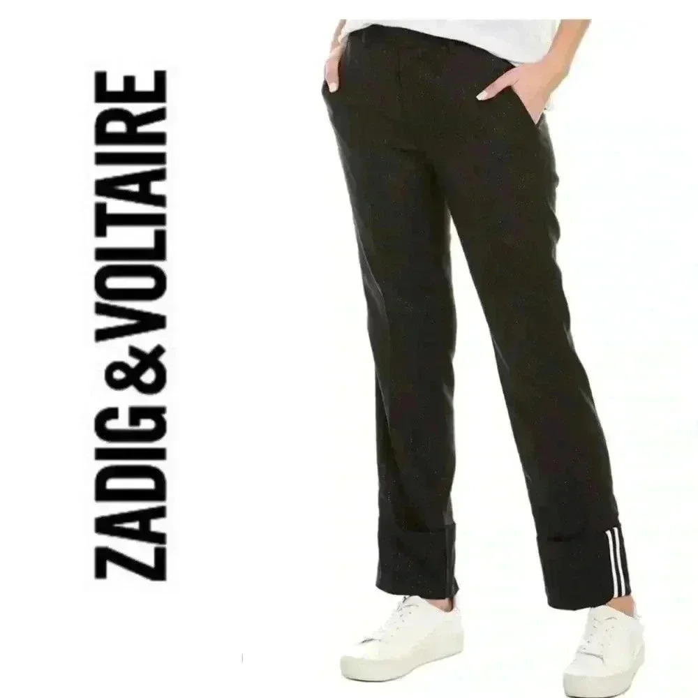 BNWT Zadig & Voltaire Pist Bi Straith Wool-Blend Pants size M